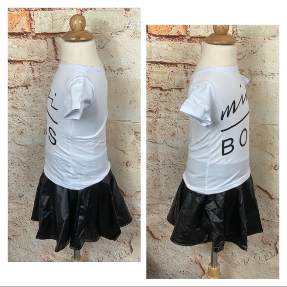 NEW 2 Piece Mini Boss Faux Leather Skirt Set - Picture 5 of 12